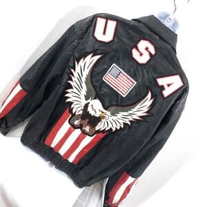 VINTAGE OSCAR PIEL! HOT BLACK GENUINE LEATHER, AMERICA BIKER/MOTO JACKET! SZ L